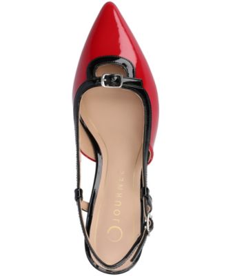 Journee Womens Padma Medium and Wide Width Sling Back Pointed Toe Kitten Heel Pumps