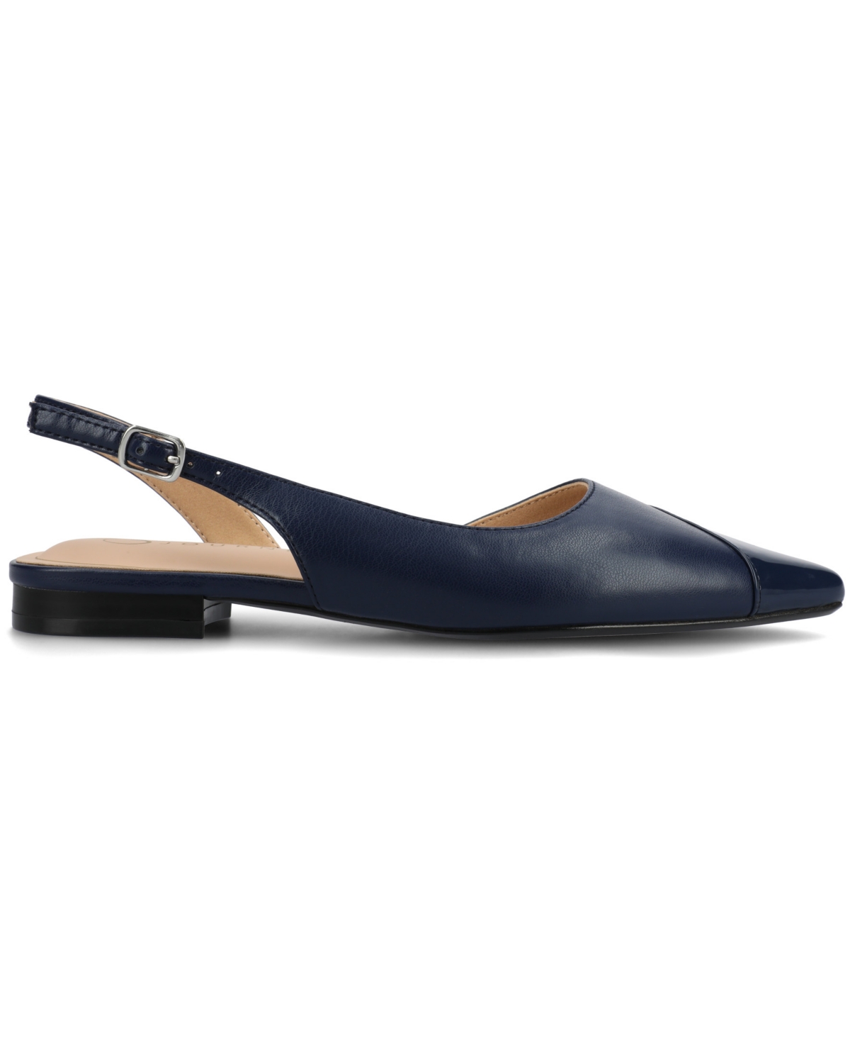 Shop Journee Collection Women's Daphnne Slingback Pointed Cap Toe Flats In Navy