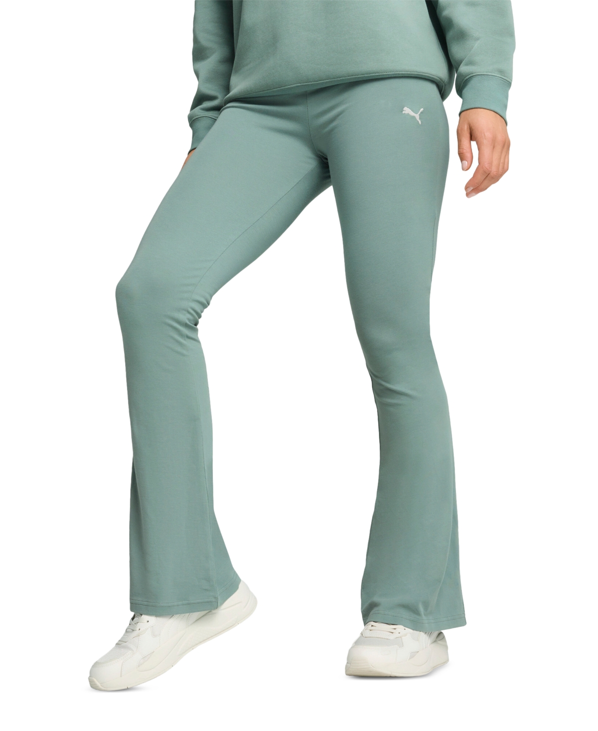 Puma Women's Essential High-waist Flare-leg Leggings In Green Moon