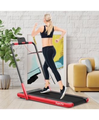 2.25 HP 2-in-1 Folding Walking Pad Treadmill with Remote Control and LED Display