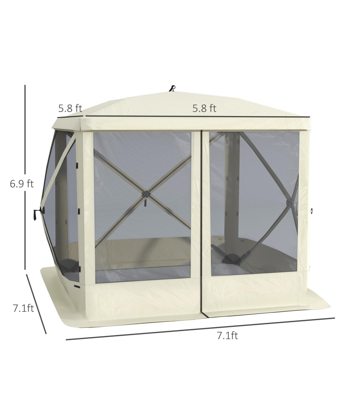 7.1' x 7.1' Outdoor Pop Up Party Tent Canopy w/ Carry Bag, - Beige