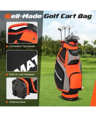 10.5 Inch Golf Cart Bag with 14 Way Dividers and 7 Zippered Pockets