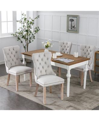 Modern High-End Tufted Contemporary Flax Upholstered Dining Chair for Elegant Dining Rooms