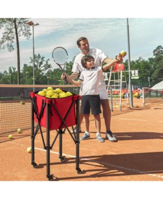 Lightweight Foldable Tennis Ball Teaching Cart with Wheels and Removable Bag