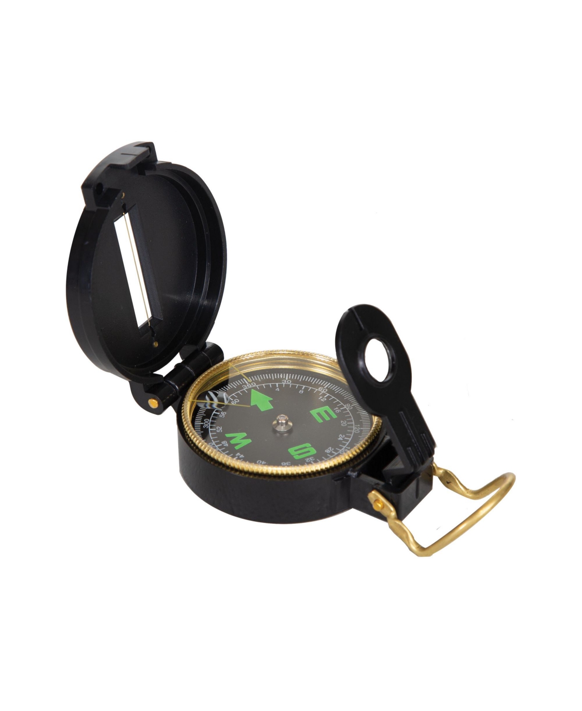 Lensatic Compass Plastic - Black base gold trim