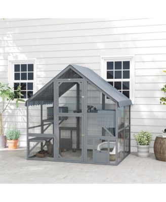 Large Catio Outdoor Cat Enclosure with Waterproof Cover,