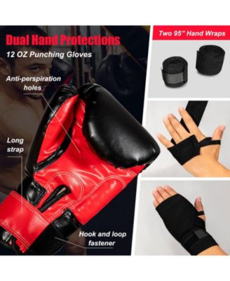 63 Lbs Filled Punching Bag Set with Boxing Gloves