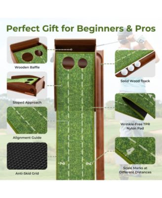 Golf Putting Mat Practice Training Aid with Auto Ball Return and 2/3 Hole Sizes