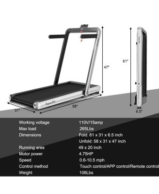 4.75HP 2 In 1 Folding Walking Pad Treadmill with Remote APP Control