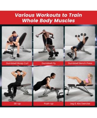 660 LBS Strength Training Bench with 10 Back and 3 Seat for Full Body Workout