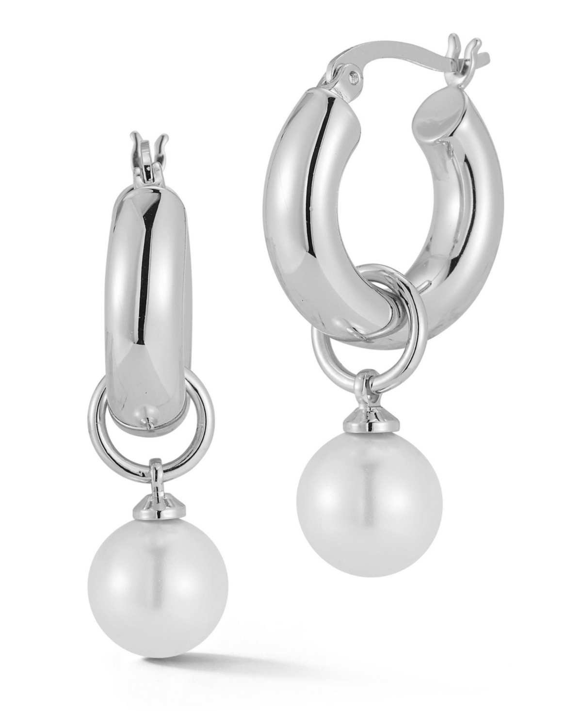 Gold Plated Pearl Hoop Earrings - Gold