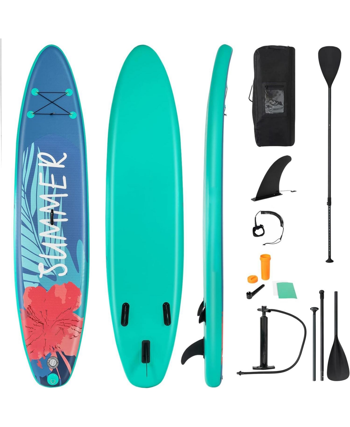 10 Feet Inflatable Stand Up Paddle Board with Backpack Leash Aluminum Paddle - Blue
