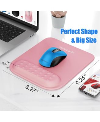 2.4G Wireless Mouse,Ergonomic Mouse Pad with Wrist Support for Laptop, PC, Desktop, MacBook(Green Mouse + Pad)