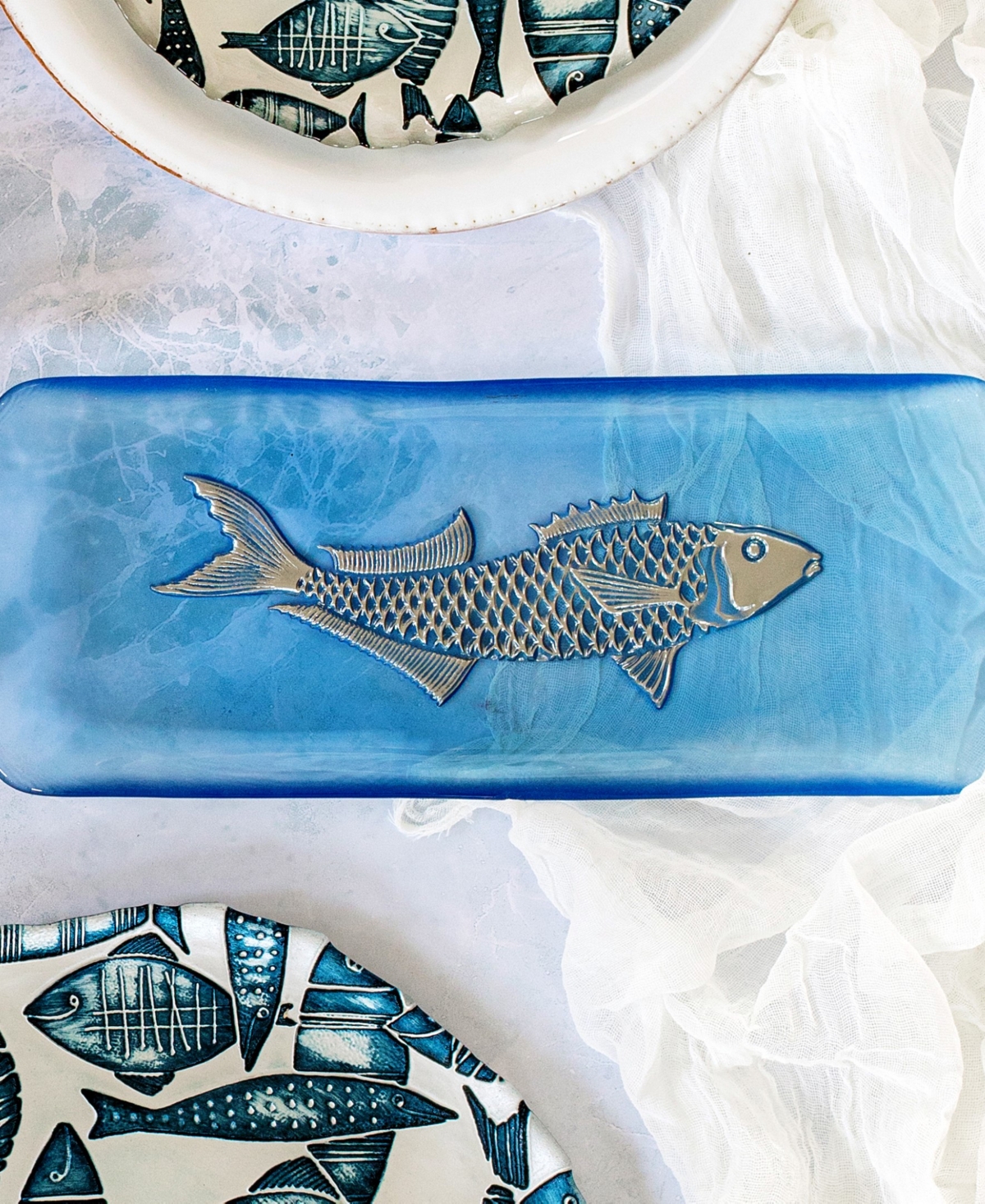 Vietri Isola Glass Small Fish Rectangular Tray