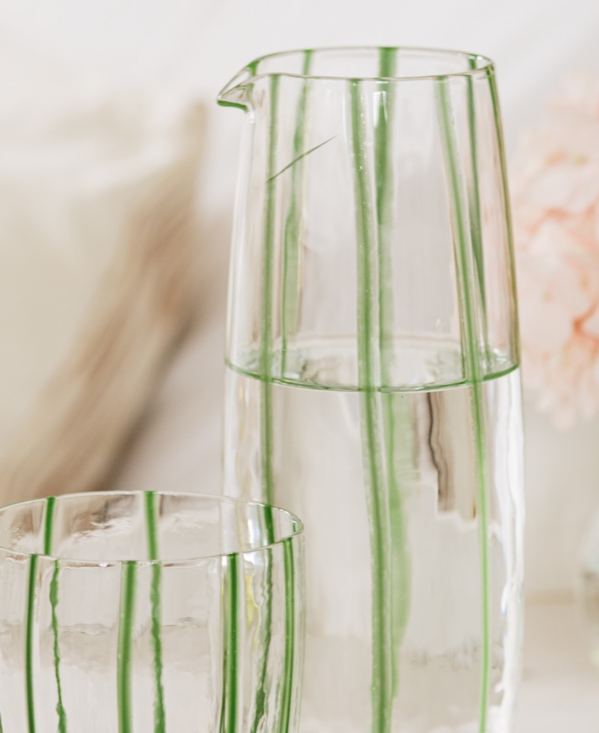 Shop Vietri Nuovo Stripe Pitcher In Green