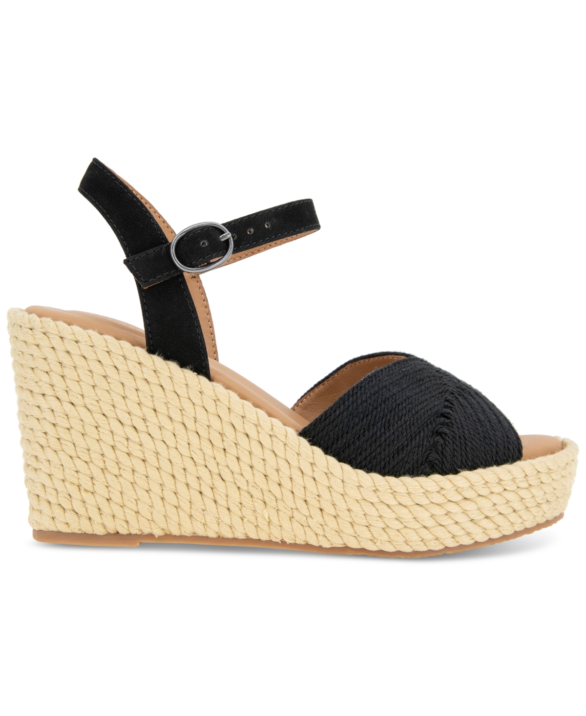 Shop Gentle Souls Women's Nola Platform Wedge Sandals In Black Fabric