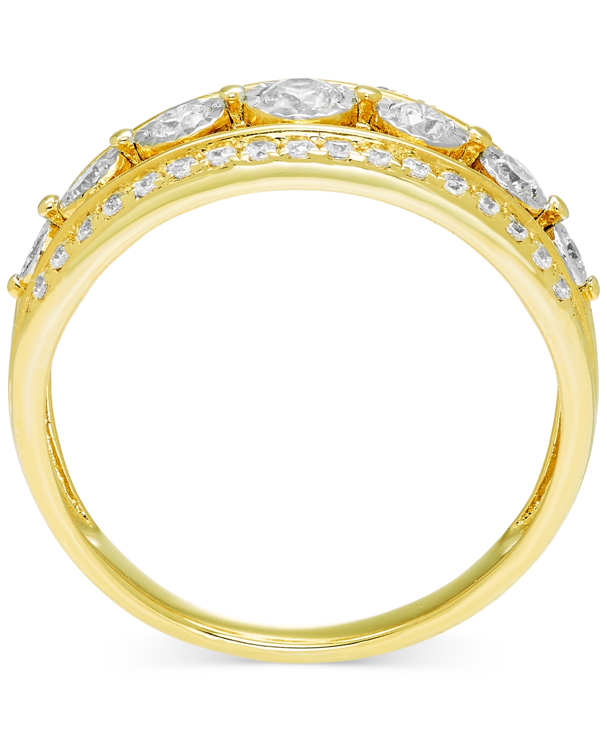 Macy's Diamond Openwork Triple Row Ring (1/2 Ct. T.w.) In 14k Gold In Yellow Gold