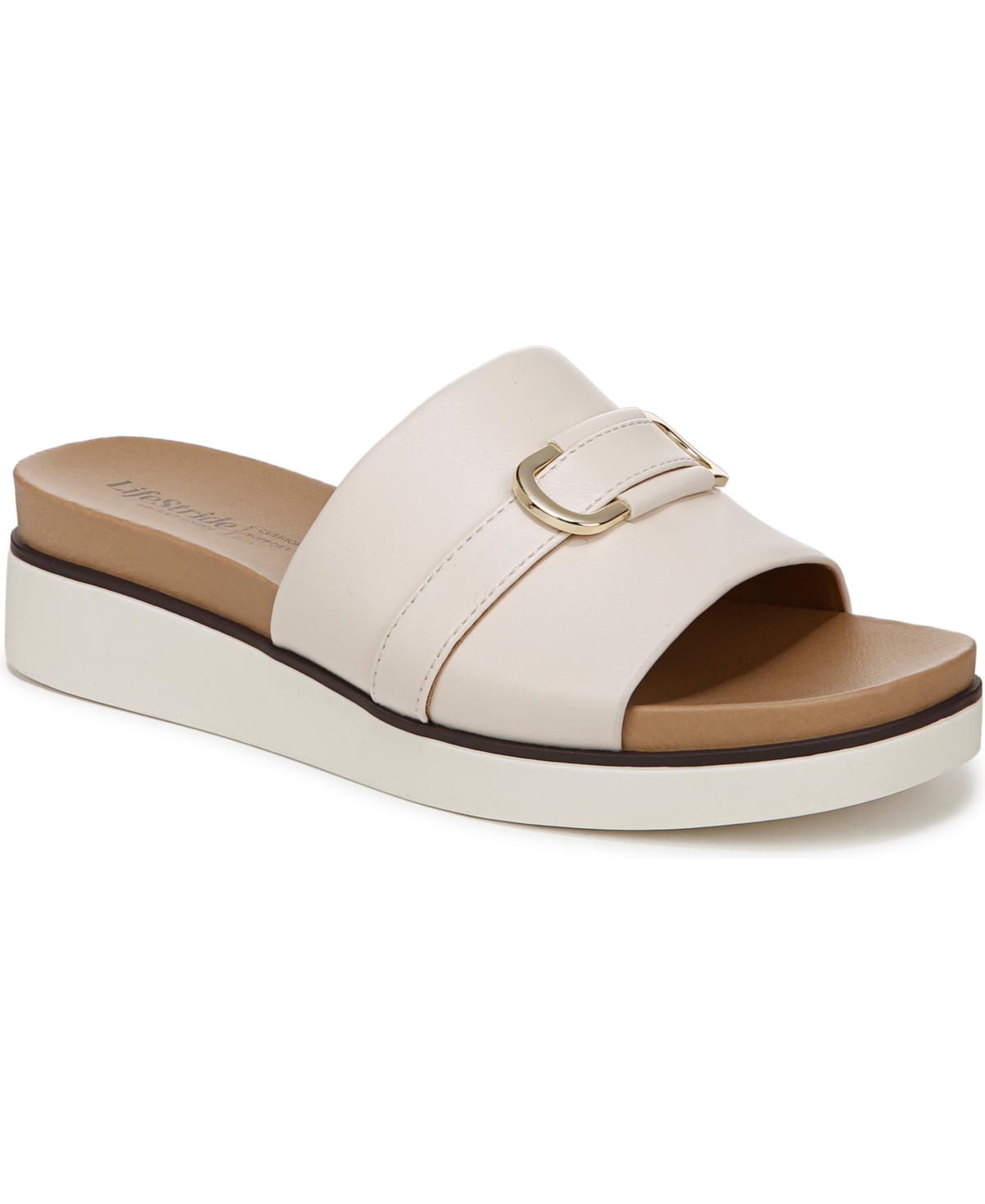 LIFESTRIDE WOMEN'S GENEVIEVE SQUARE OPEN TOE SLIDE PLATFORM SANDALS 