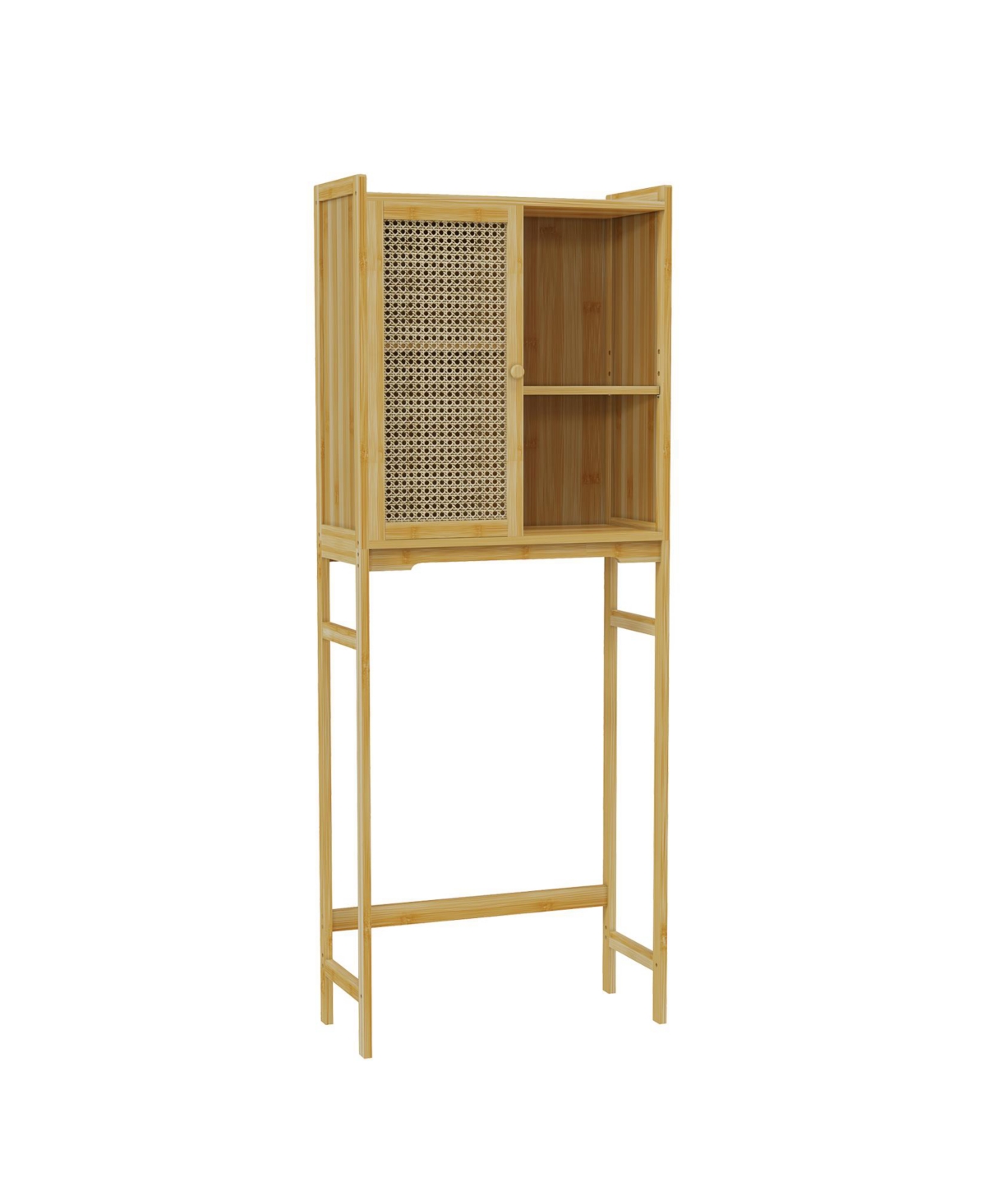 Freestanding Bathroom Organizer: Over The Toilet Space-saver Storage Shelf Cabinet - Natural