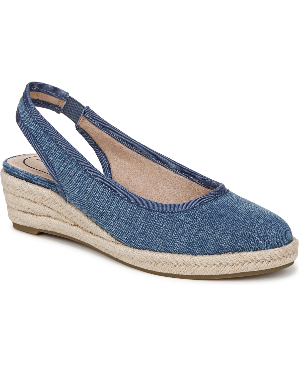 Lifestride Women's Kayden Slingback Wedge Espadrilles In Blue Denim Fabric