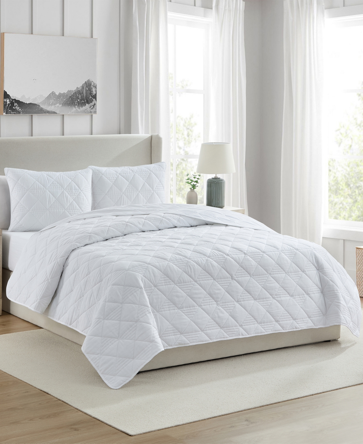 Vcny Home Lucy Pinsonic Diamond Quilt Sets In White