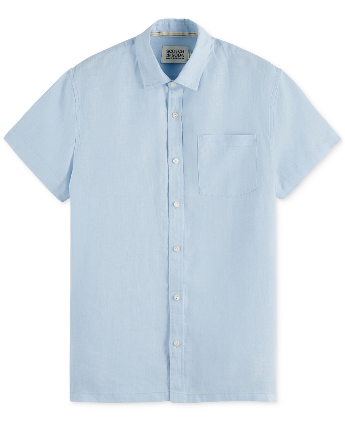 Scotch & Soda Men's Short-sleeve Linen Shirt In Blue