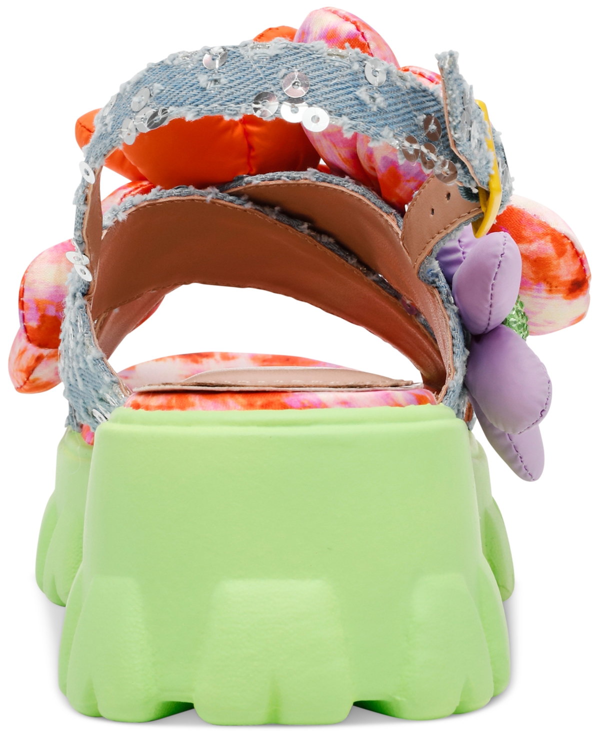Betsey Johnson Women's Serphina Platform Lug-sole Slide Sandals In Green Multi