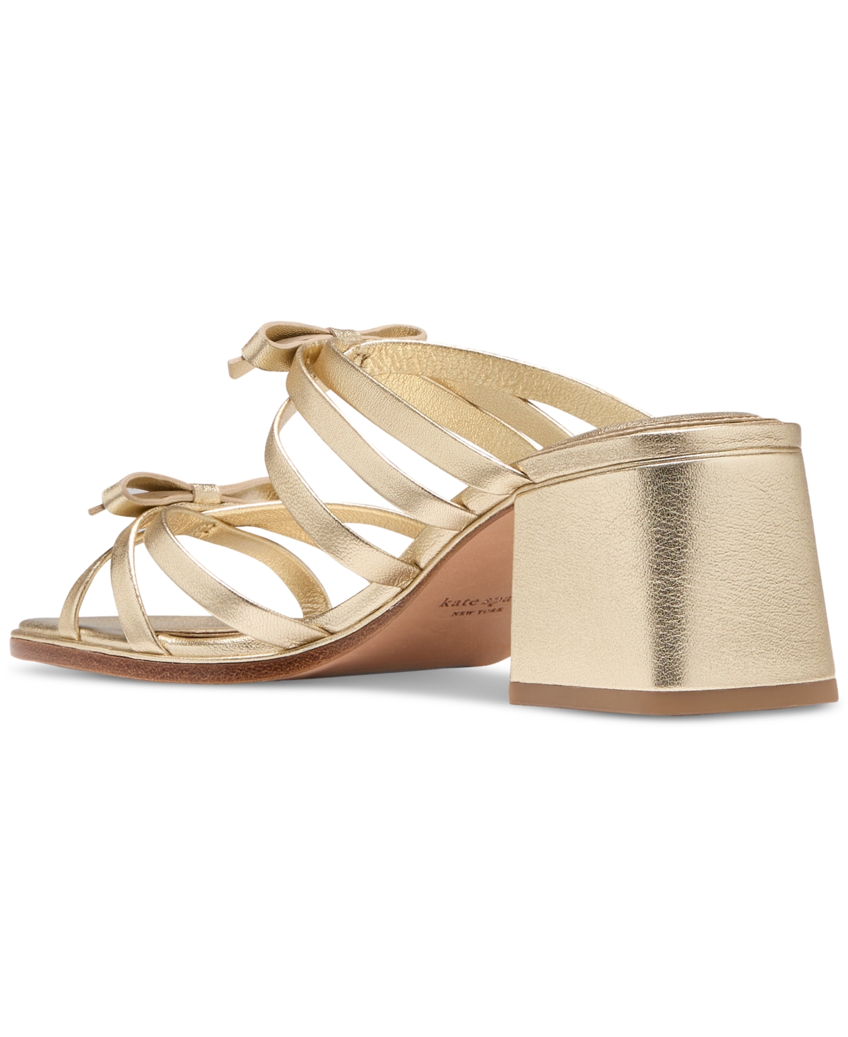 Kate Spade Women's Carolina Bow-trim Block-heel Sandals In Pale Gold