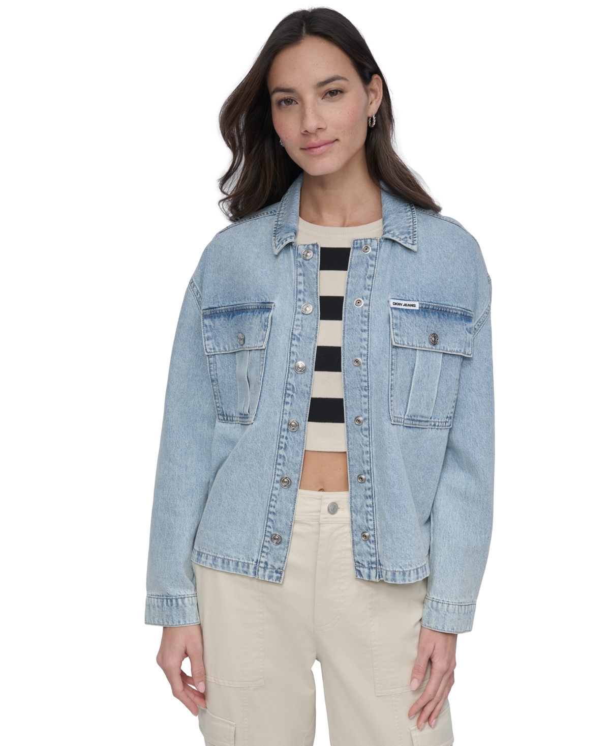 DKNY JEANS WOMEN'S UTILITY POCKET DENIM JACKET 
