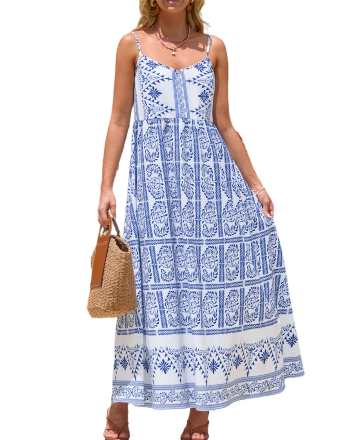 Cupshe Women's Boho V-Neck Maxi Beach Dress