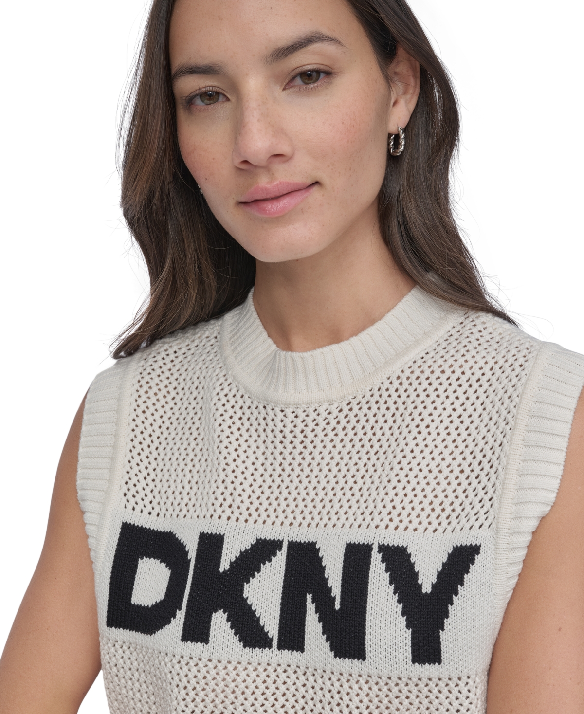 DKNY JEANS WOMEN'S COTTON LOGO SLEEVELESS SWEATER 