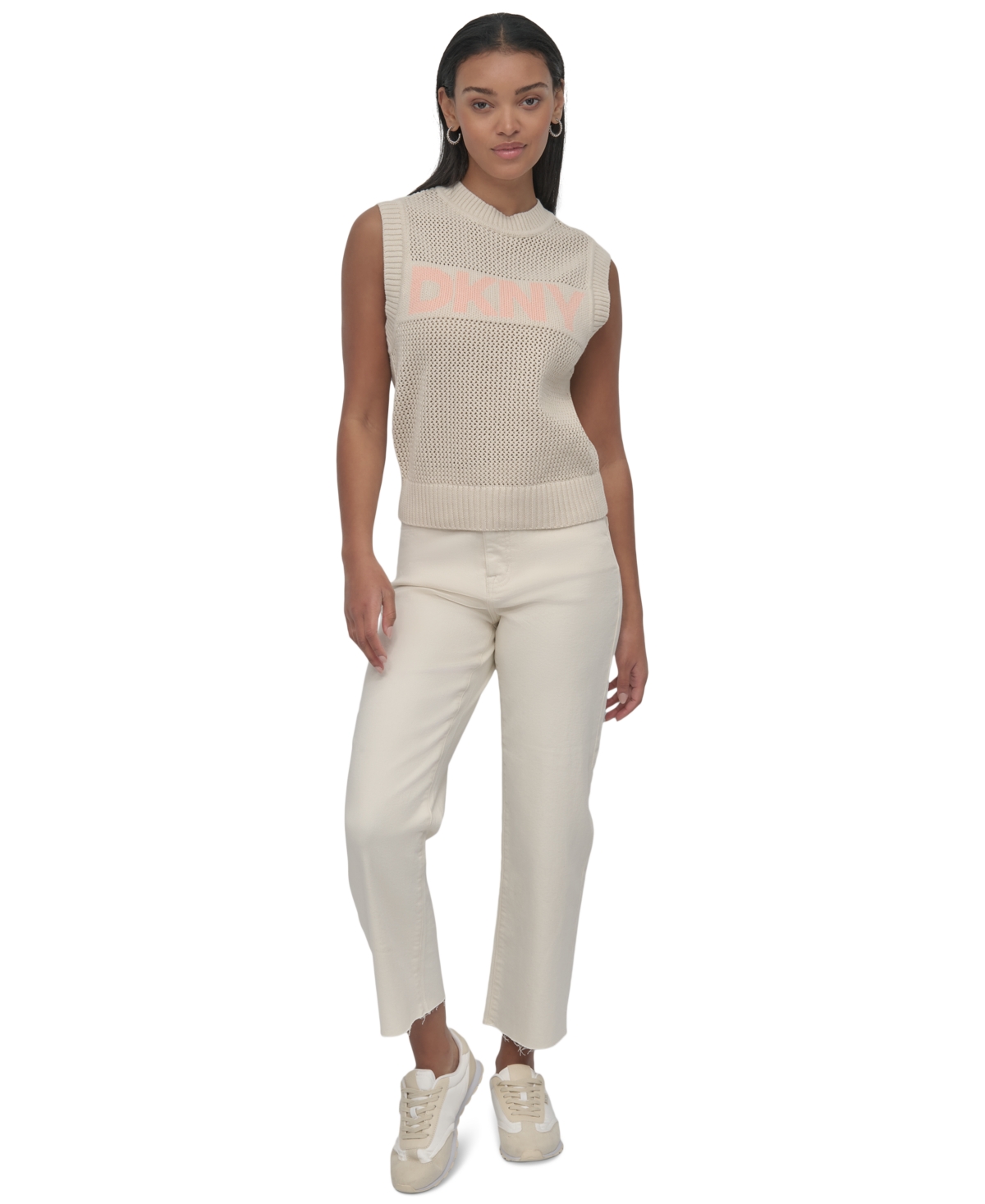 DKNY JEANS WOMEN'S COTTON LOGO SLEEVELESS SWEATER 