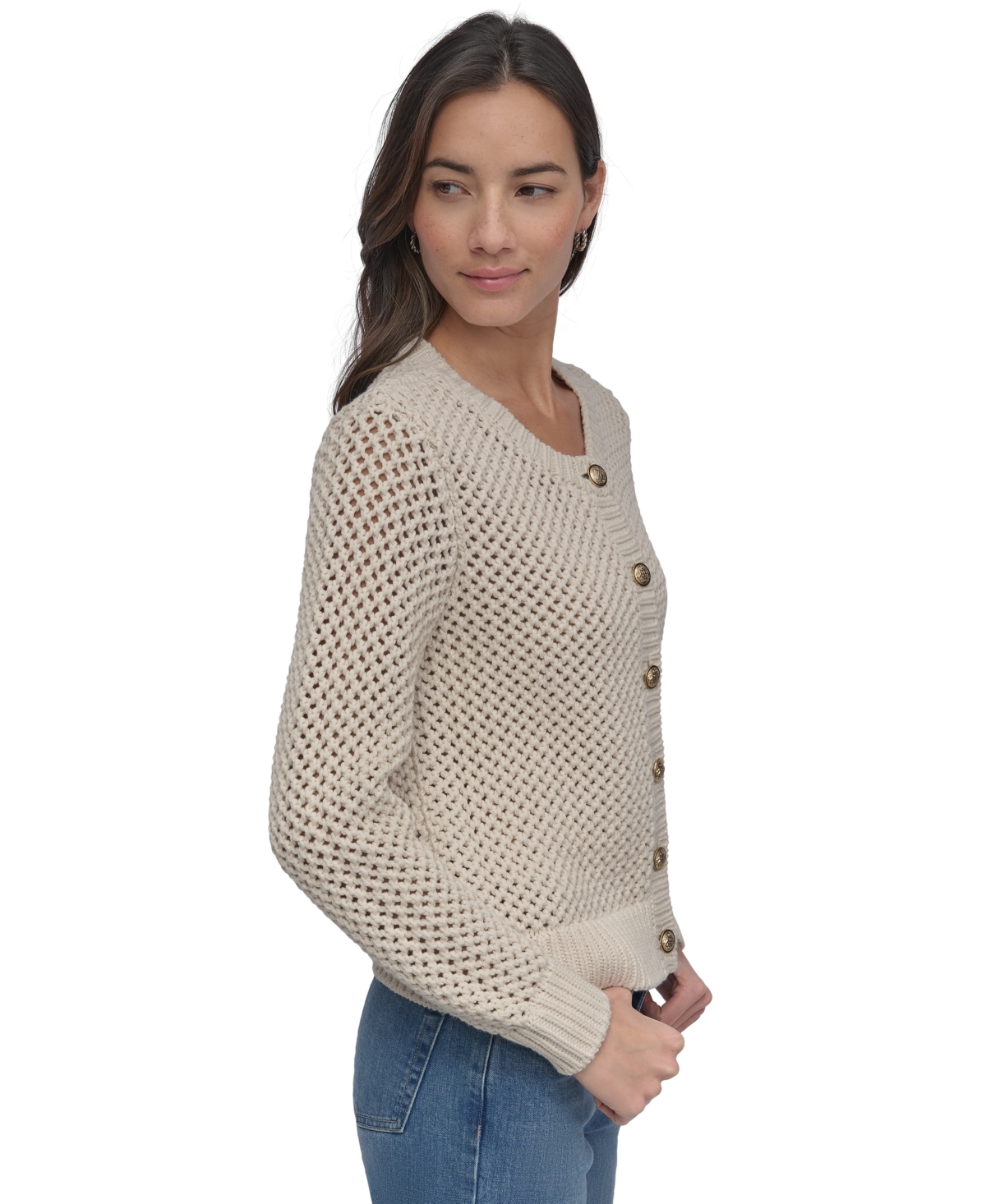 DKNY JEANS WOMEN'S OPEN-KNIT CARDIGAN 