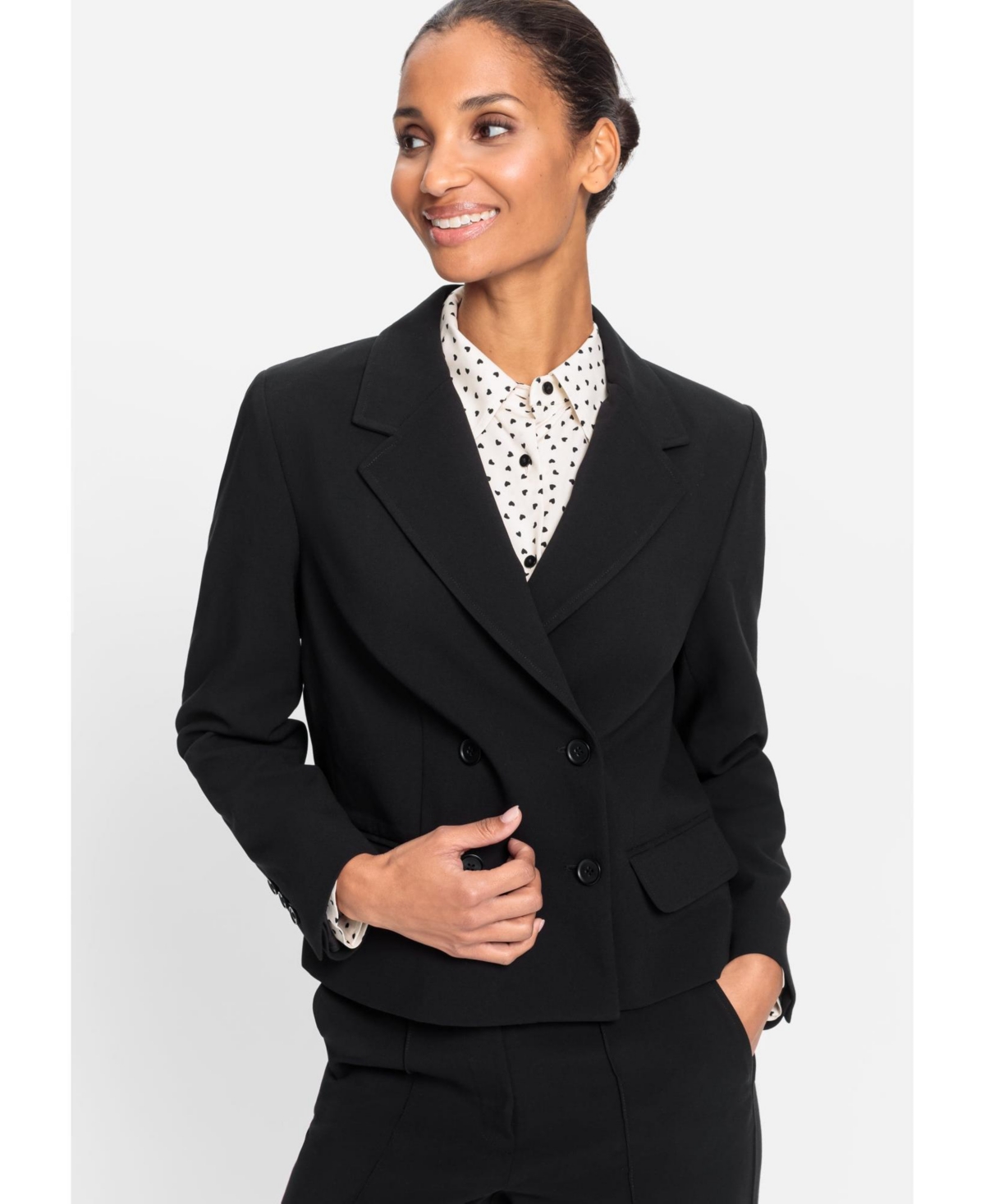 Cropped Double Breasted Blazer - Black