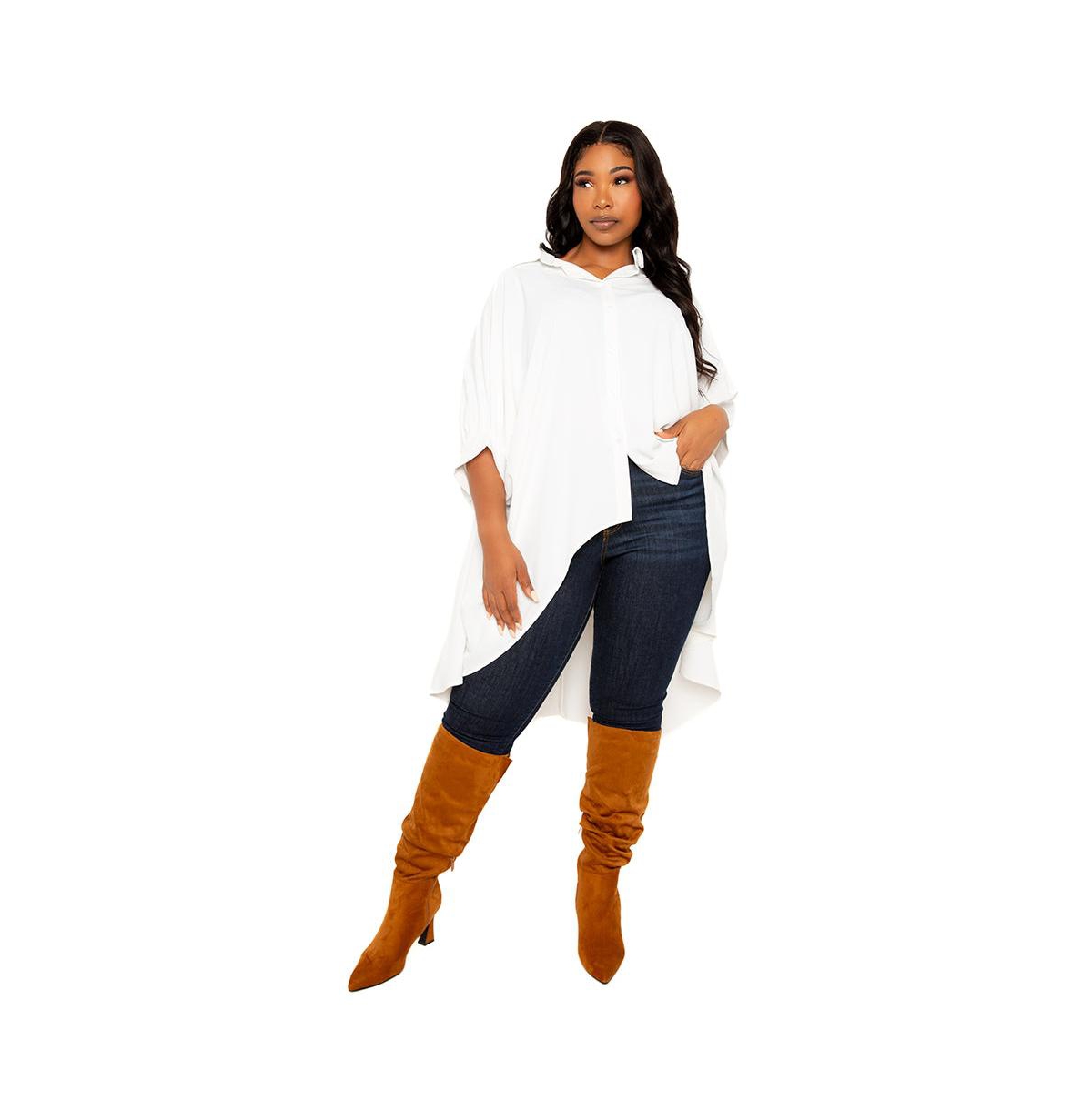 Shop Buxom Couture Women's Plus Size Flowy Hi-lo Blouse In White