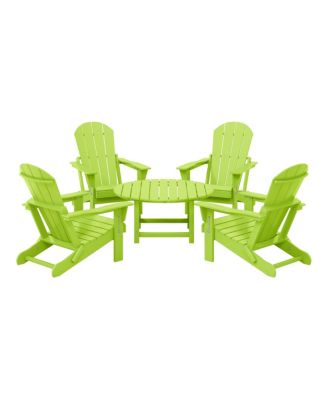 5-Piece HDPE Folding Adirondack Chair Outdoor Patio Conversation Set