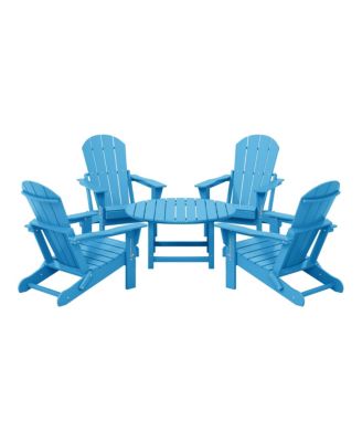 5-Piece HDPE Folding Adirondack Chair Outdoor Patio Conversation Set