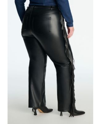 Women's Faux Leather Pant With Fringe