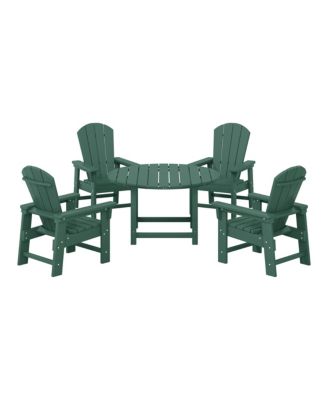 Kids 5-Piece HDPE Outdoor Patio Round Dining Table and Chairs Set