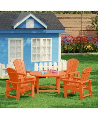 Kids 5-Piece HDPE Outdoor Patio Round Dining Table and Chairs Set