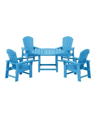 Kids 5-Piece HDPE Outdoor Patio Round Dining Table and Chairs Set