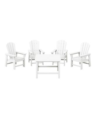 Kids 5-Piece HDPE Outdoor Square Patio Dining Table and Chairs Set