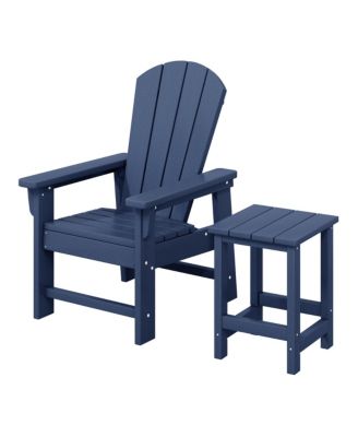 2-Piece Kids Outdoor HDPE Adirondack Chair With Square Side Table Set