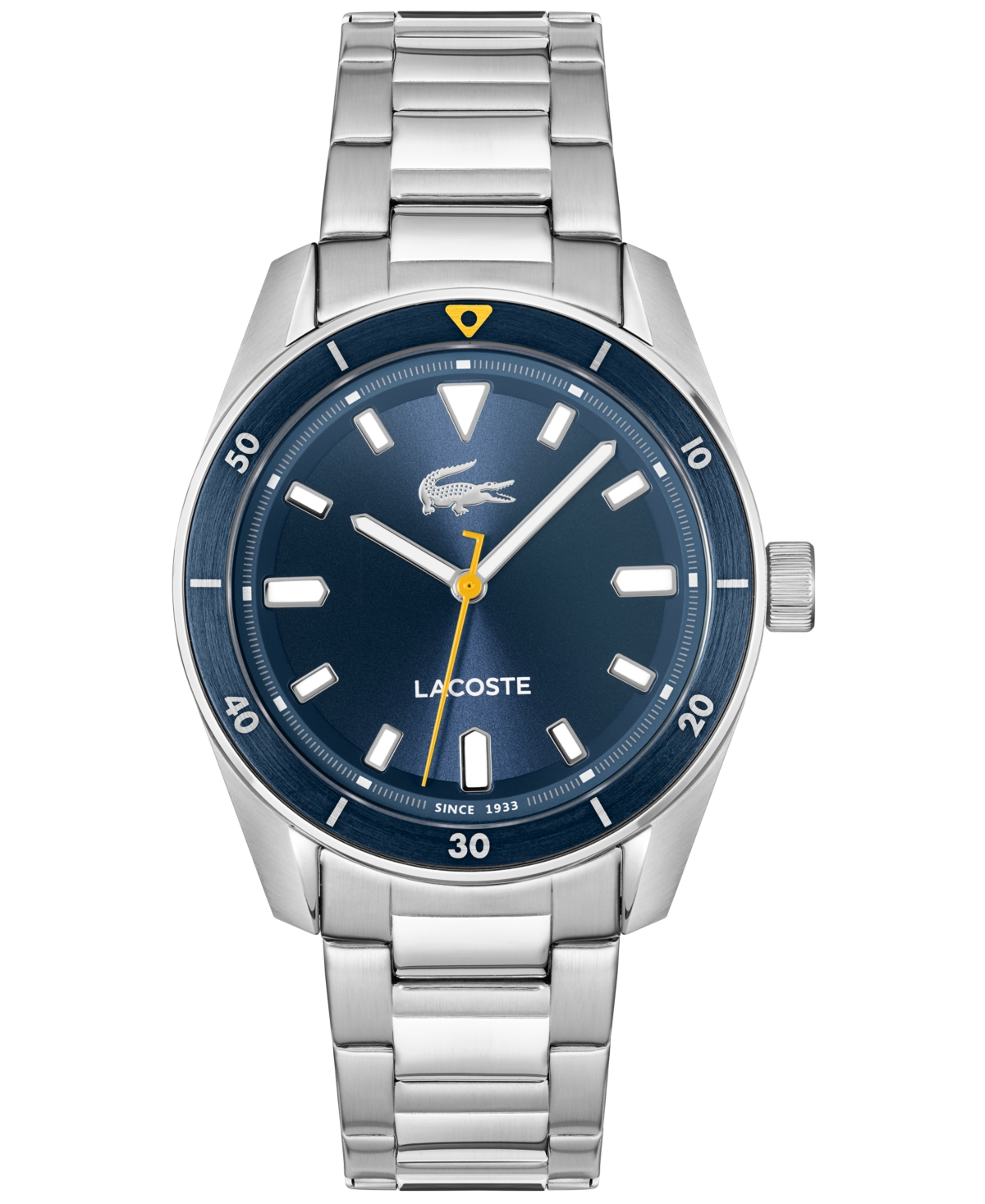 Men's Boston Silver Tone Stainless Steel Bracelet Watch, 39mm - Navy