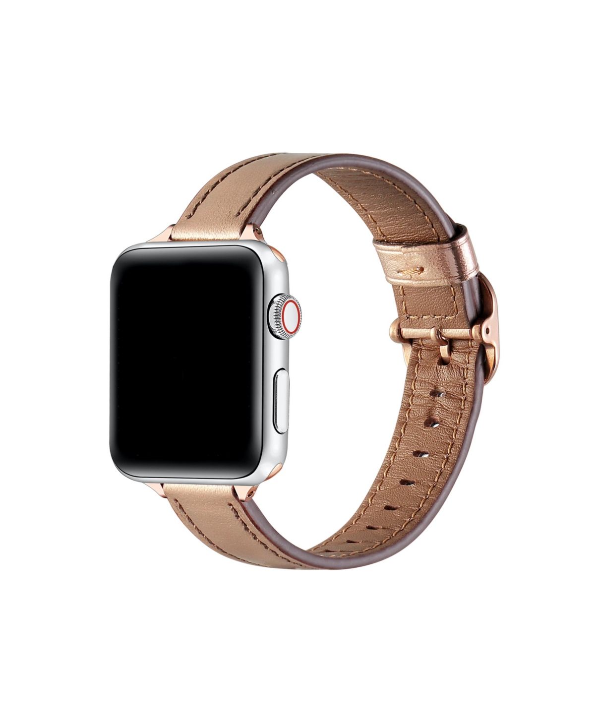 Carmen Metallic Leather Band for Apple Watch, Fits All Apple Watch Models - Rose Gold