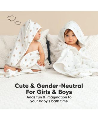 Lyra Muslin Baby Towels with Hoods for Newborn Girls, Boys, 100% Organic Cotton Soft Hooded Baby Bath Towels