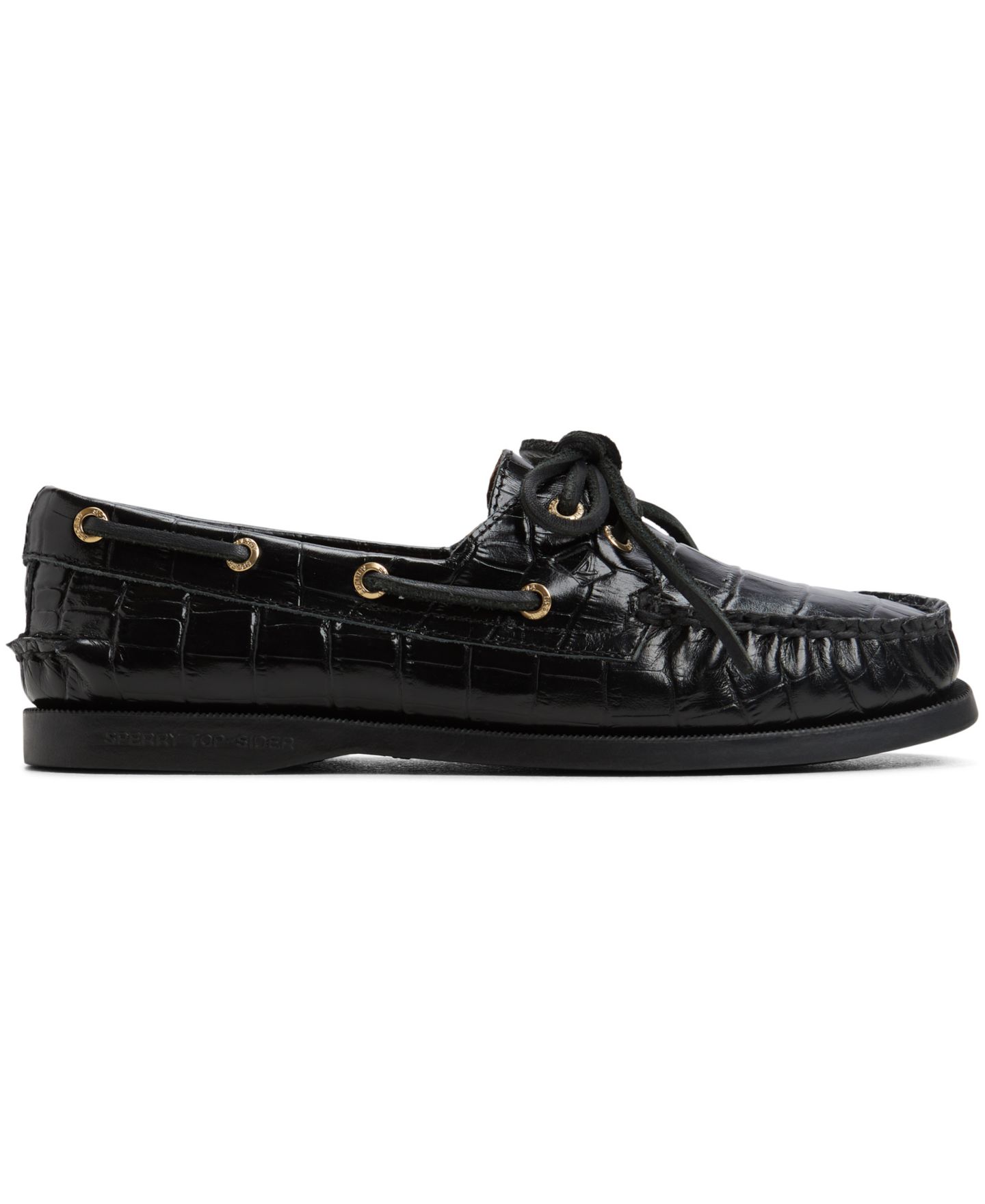 Женские туфли Sperry Authentic Original 2 Eye Lace-Up Boat, цвет: Чёрный — фото 2