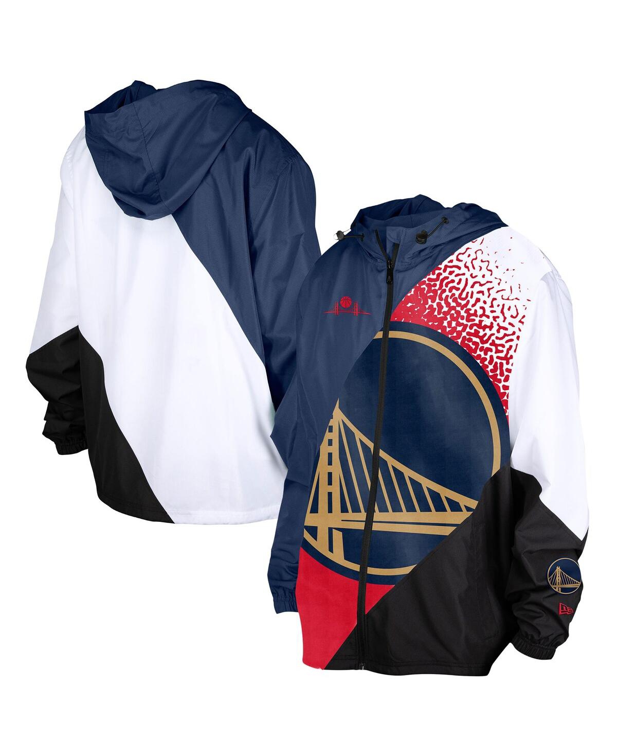 NEW ERA MEN'S NAVY GOLDEN STATE WARRIORS 2024/25 CITY EDITION FULL-ZIP WINDBREAKER JACKET 