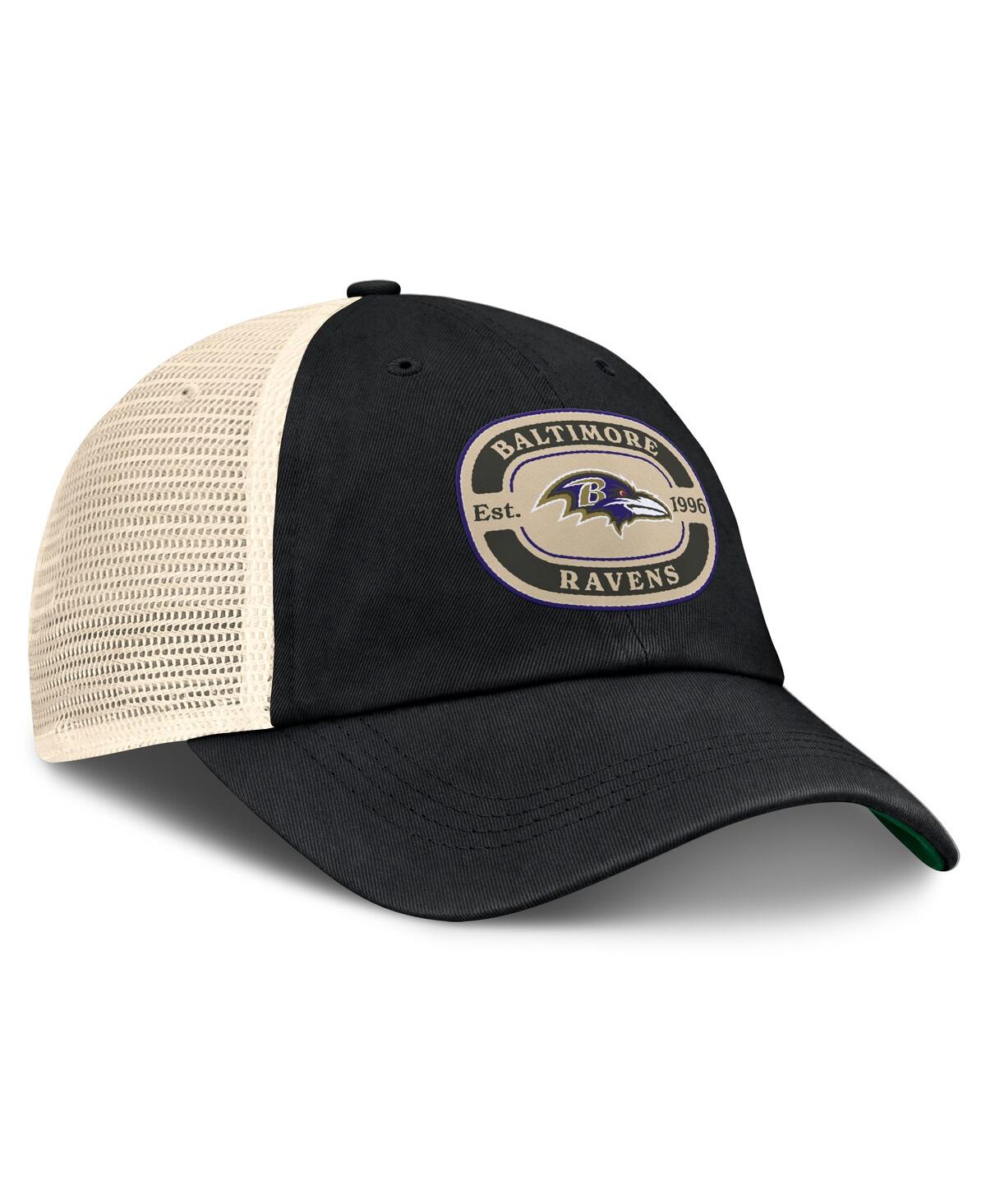 Top Of The World Men's Black Baltimore Ravens Team Patch Adjustable Hat In Black,natural