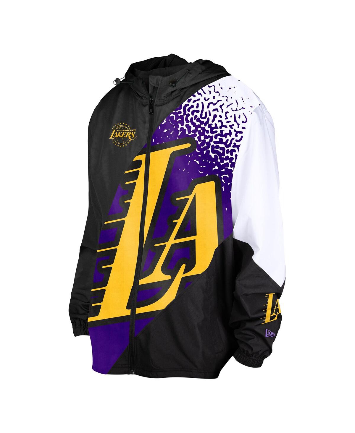 NEW ERA MEN'S BLACK LOS ANGELES LAKERS 2024/25 CITY EDITION FULL-ZIP WINDBREAKER JACKET 